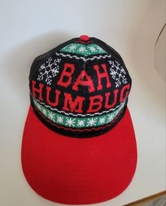 Christmas Holiday Ugly Sweater "BAH HUMBUG" Trucker Style Baseball Hat Cap